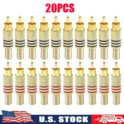 USA RCA Stereo Male Connector Plug With Spring Coax Audio Solder Adapter 20Pcs • $14.69