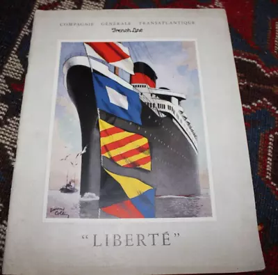 Vintage French Line Liberte Brochure Shipping  Memorabilia 4pp Cover 32pp Text • £25