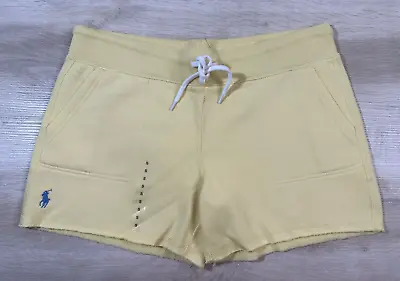 NWOT Polo Ralph Lauren Womens Shorts Yellow S Fleece Blue Pony Drawstring • $32.99