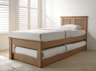 NEW Single Stylish And Practical Wooden Guest Bed In Oak White Or White & Oak • £331.49