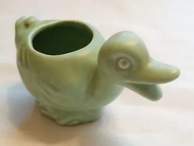Small Quacking  Pottery Duck Planter Green Duck Planter Vintage Antique • $14.95