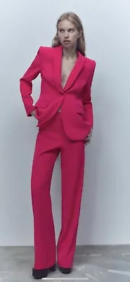 100% Authentic ZARA Fuchsia Pink Blazer With Tuxedo Collar $119+Tax Size: XS • $69.90