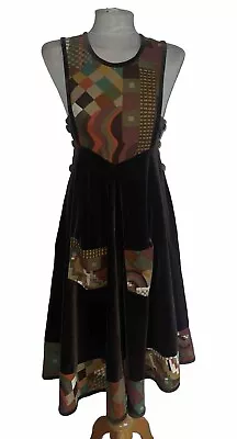 Anna Belinda Brown Velvet Dress Liberty Bauhaus Collier Campbell Vintage Size 10 • £165