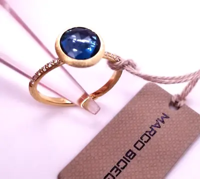 MARCO BICEGO Jaipur Color Collection 18K Gold Blue Topaz Stackable Ring 7 • $949.40