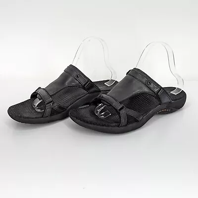 Merrell Glade Womens Sport Sandals US 9 Black Leather Slip On Slide Shoes • $31.30