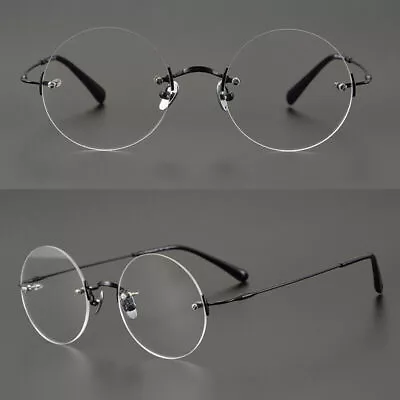 Mens Womens Eyeglass Frames Titanium Rimless Round Glasses Frame Rx-able • $55.79