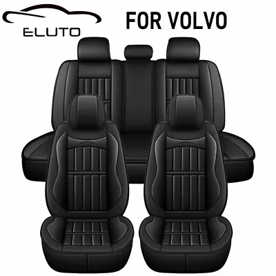 For Volvo 5-Seat Luxury PU Leather Car Seat Cover Front + Rear Full Set Cushion • $63.99