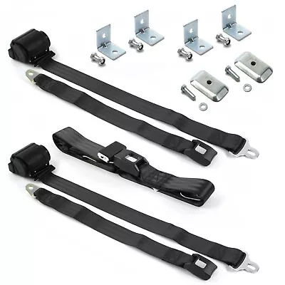 Ford Mustang 1974 - 1978  Standard 2pt Black Retractable Bench Seat Belt Kit W/  • $164.95