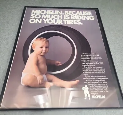 1985 Vintage Print Ad Michelin Baby Tire Framed 8.5x11 Vintage Wall Art  • $14.99