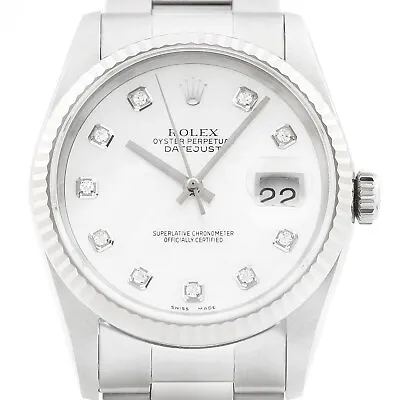 Rolex Mens Datejust 16234 18K Gold SS Mother Of Pearl Diamond Dial Oyster Watch • $5495