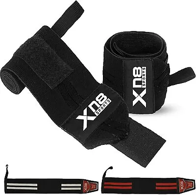 XN8 Weight Lifting Straps Elasticated Gym Wraps Wrist Support Gloves Deadlift  • £5.99