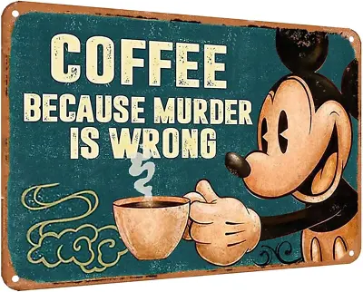 Coffee Sign Funny Kitchen Signs Vintage Metal Tin Wall Decor Green • $10.87