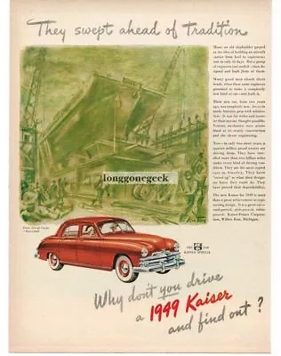 1949 Kaiser SPECIAL Red 4-door Sedan Building Aircraft Carrier Art Vintage Ad  • $8.95