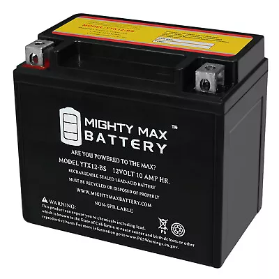 Mighty Max YTX12-BS 12V 10AH Battery For Kawasaki Vulcan 900 Classic 900CC 06-09 • $33.99