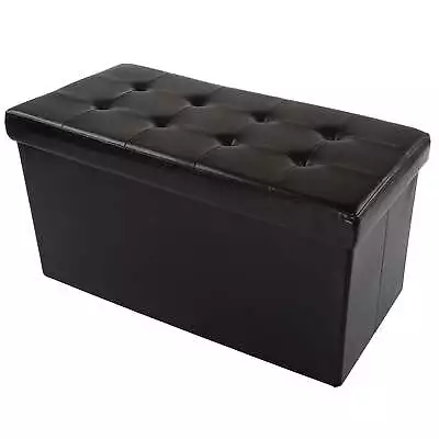 30-inch Faux Leather Folding Storage Ottoman With Padded Lid (Black) • $25.17