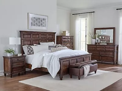 ON SALE - 5 Piece Traditional Dark Brown Queen King Bedroom Set Furniture IA7G • $2788.86