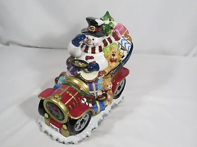 Cookie Jar Snowman Driving Red Car Tomsky 2004 • $9.84