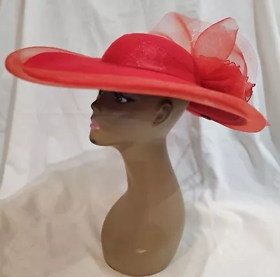 *EUC* Vintage 1980s Sonni Of San Francisco Hat Red Wool & Net Wide Brim • $90