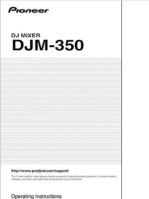 Pioneer DJM-350 DJ Mixer Owners Manual • $21.99