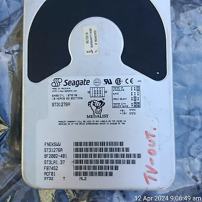Vintage Seagate ST31276A Boots Into Dos 6.22 IDE 1.2GB For 386 & 486 Pc • $200