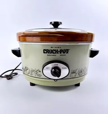 VINTAGE Retro RIVAL Crock-Pot 5 Quart 3350  Avocado W/Original Box Slow Cooker  • $49.99