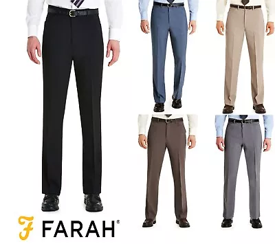 Clearance.....mens Farah Formal Smart Trousers With Frogmouth Pocket With Belt • £27.99