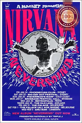 Nirvana Nevermind Australian Tour Aus Original Band Music  Print Premium Poster • $119.95