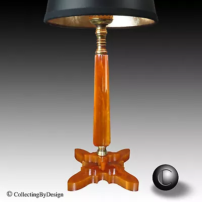 Vintage Machine Age Art Deco Butterscotch Catalin/Bakelite Lamp C.1939  RESTORED • $348.75