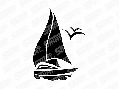 Sailboat Wal Sticker Seagull Home Décor Decal Vinyl Boat Sea Ocean Sails Ship • £5.55