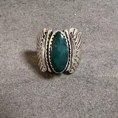 Vintage Artisan Southwestern Turquoise Sterling Silver Ring Size 6 • $45