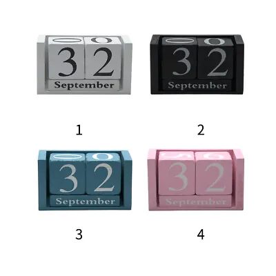 £7.71 • Buy Wooden Calendar-Desktop Block Date-Display Home Office-Decor Cubes Colors