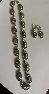 Vintage Signed Danecraft Sterling Silver Water Lily Necklace Matching Earrings • $200