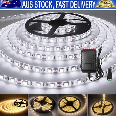 5M 3528 SMD LED Strip Lights Cool/warm White Waterproof Lamp DC 12V Power Supply • $21.99