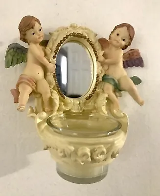 Victorian Mirror Cherubs Wall Candle Holder 6” Shabby Boho Unique Estate Vintage • £21.23