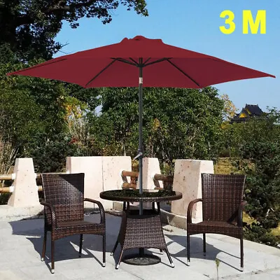 Aluminium 3M Large Round Garden Parasol Umbrella Patio Sun Shade Crank Tilt New • £52.95