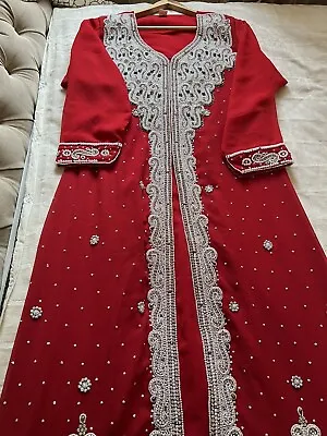 Royal Moroccan Bridal Style Caftan  Red Colour Very Elegant And Heavy ! M To L • $111.90