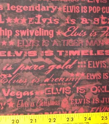 2 Yards EP Elvis Presley Is Pop Star Christmas Rock Roll Black Cotton Fabric • $24.65