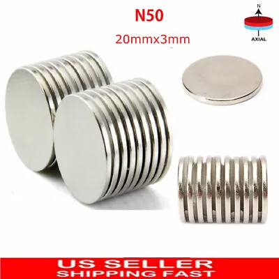 Lot N50 20x3mm Super Magnet Strong Neodymium Round Disc Fridge Rare Earth 5-100X • $6.89