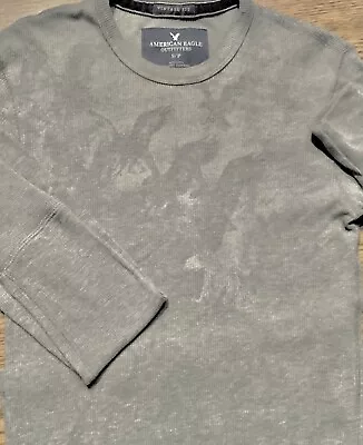 American Eagle Mens SM Gray Thermal Long Sleeve Eagle Pattern • $14