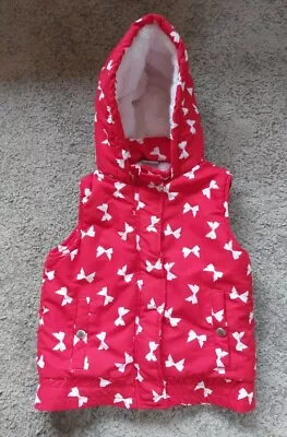 MISS FIORI Girls Red Butterfly Hooded Gilet/ Bodywarmer 5-6 Years • £1.50