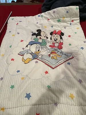 Vintage Disney Baby Mickey Mouse Minnie  Blanket Crib Quilt Cover 1980s • $45