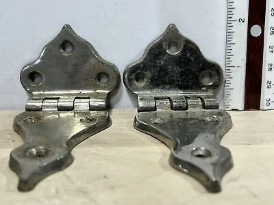 Vintage Pair Of Ice Box Refrigerator Door Hinges - Non-Magnetic Plated Metal B • $23.95