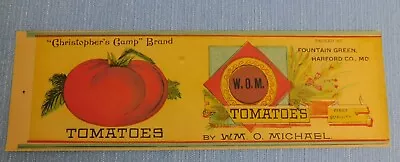Vintage  Christopher's Camp Tomatoes  Can Label ...Fountain Green Maryland • $6.99