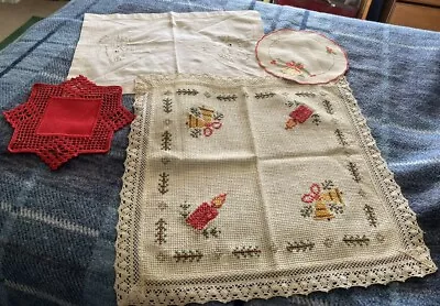 Christmas Handmade Linens For Table Small Vintage Cottagecore • $12