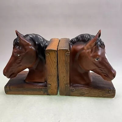 Vintage Ceramic Horse Head Bookends Felt Bottom 1960s • $24.99