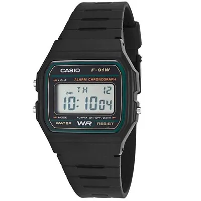 Casio F-91 Series Black Blue Green & Gold Vintage Retro Unisex Digital Watch • $59.95