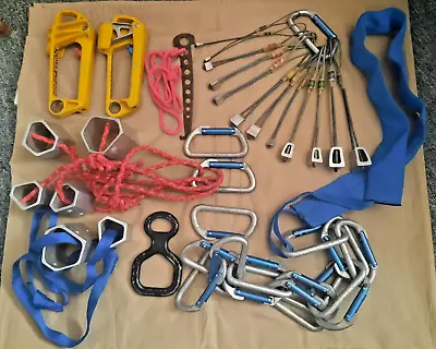 Vintage Rock Climbing Gear Lot Ascenders Carabiners Hexentrics More!! • $299.99