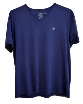 $14.99 • Buy Lacoste Men's Pima Cotton Blue V-Neck S/S Logo Jersey T-Shirt Size XXL 7