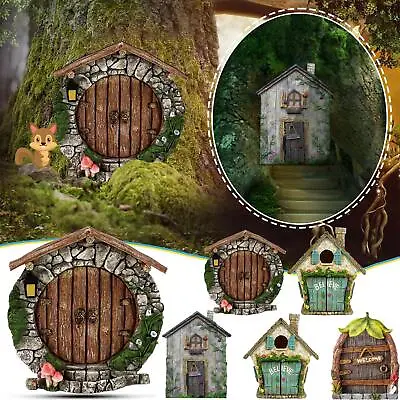 Miniature Fairy Door Hobbit Pixie Elf Tree Garden Gnome Ornament Home Decor FAST • £3.84
