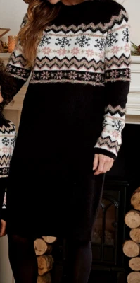 £16.99 • Buy New Womens Fairisle Jumper Dress Black Size UK 8/10 RRP£25